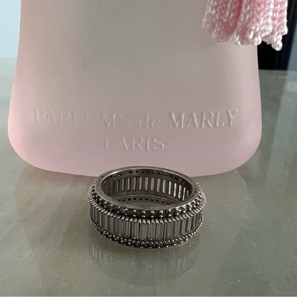 Sterling silver and baguette ring